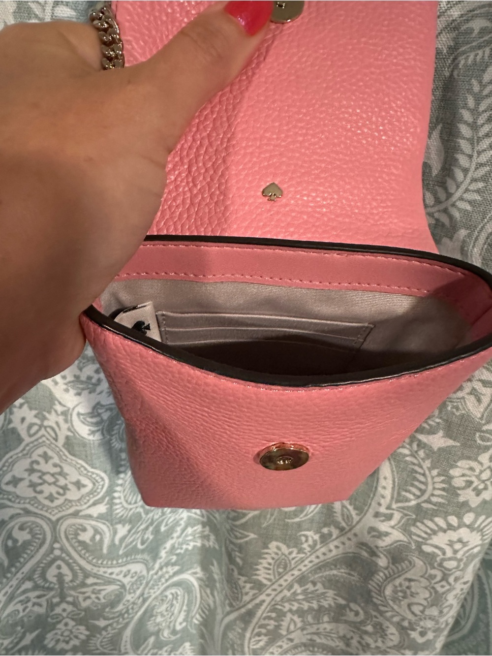 kate spade Pink Pebbled Leather Mini Crossbody with Gold Chain - Picture 5 of 5